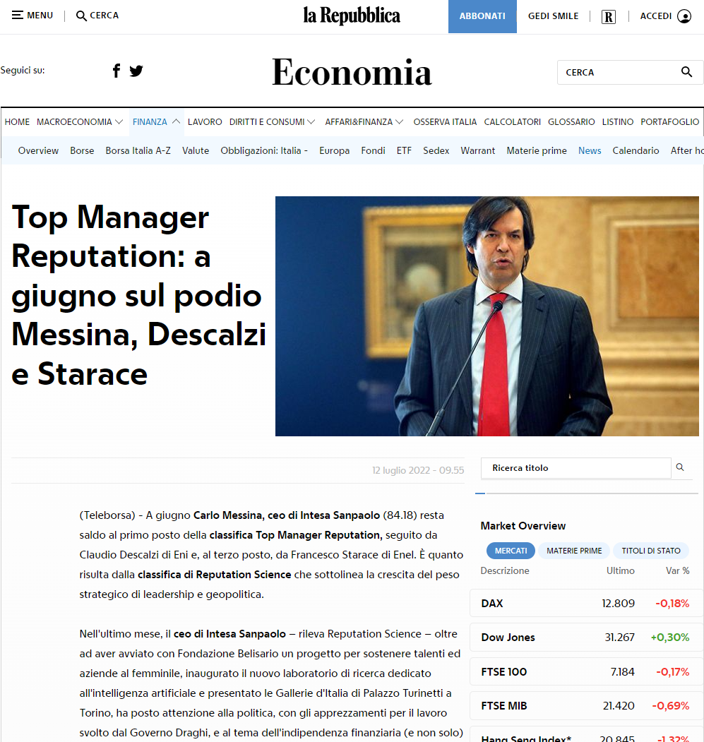 Repubblica Top Manager Reputation