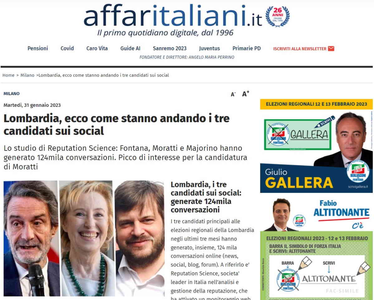 Affaritaliani_Elezioni regionali Lombardia_Candidati sui social